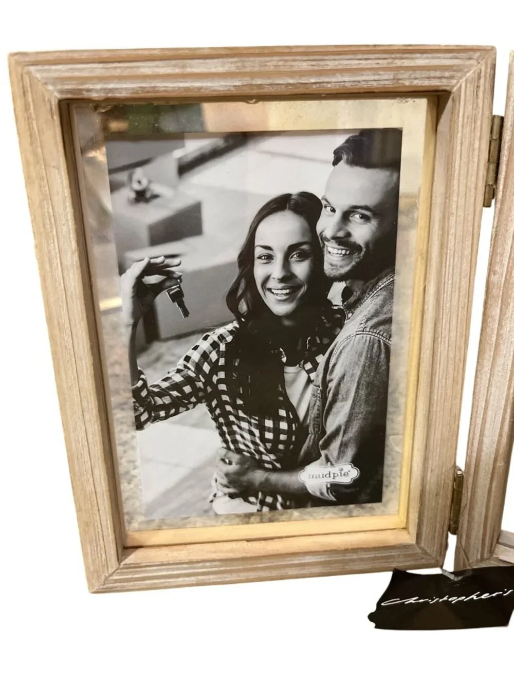 Mud Pie Our First House Hinged Wooden 4x6 Double Photo Frame Housewarming Used